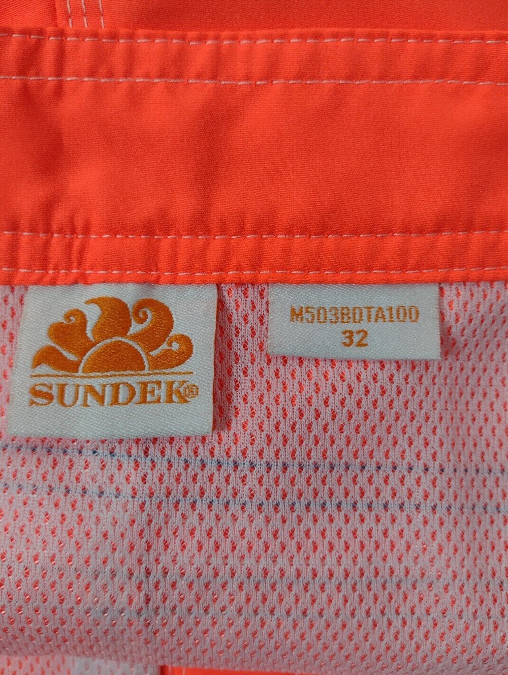 Sundek Neon Coral Athletic Swim Shorts with White Drawstring (32) - Picture 3 of 12